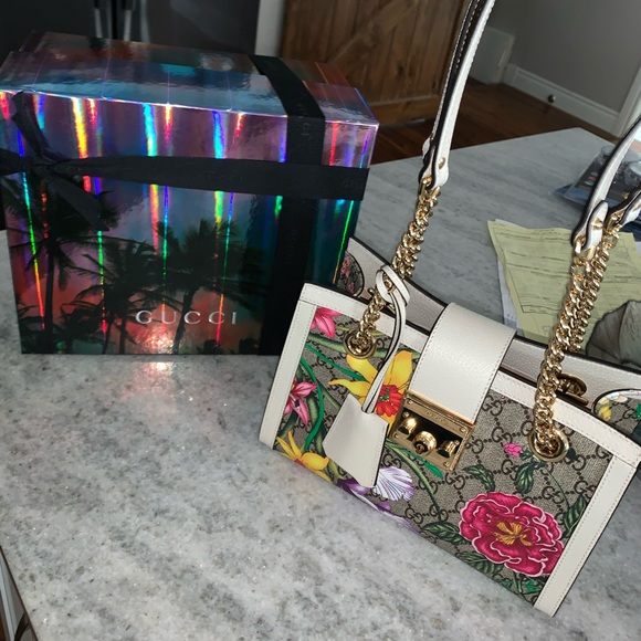 Padlock GG Floral small shoulder bag - Picture 3 of 13